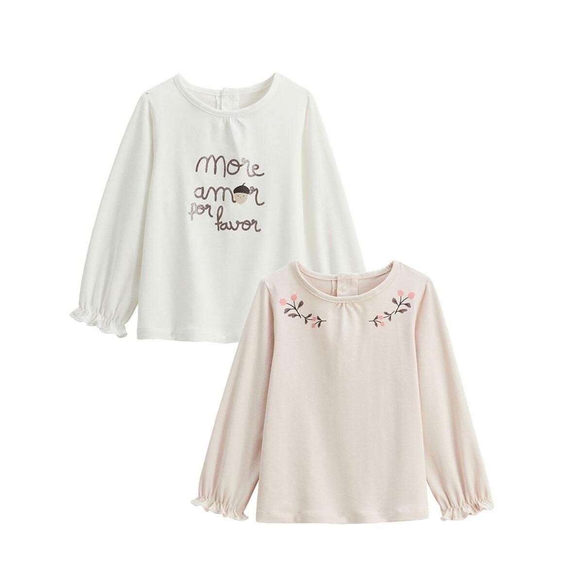Petit Béguin Lot de 2 t-shirts enfant manches longues Sora