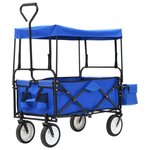 VIDAXL Chariot a main pliable avec toit Acier Bleu