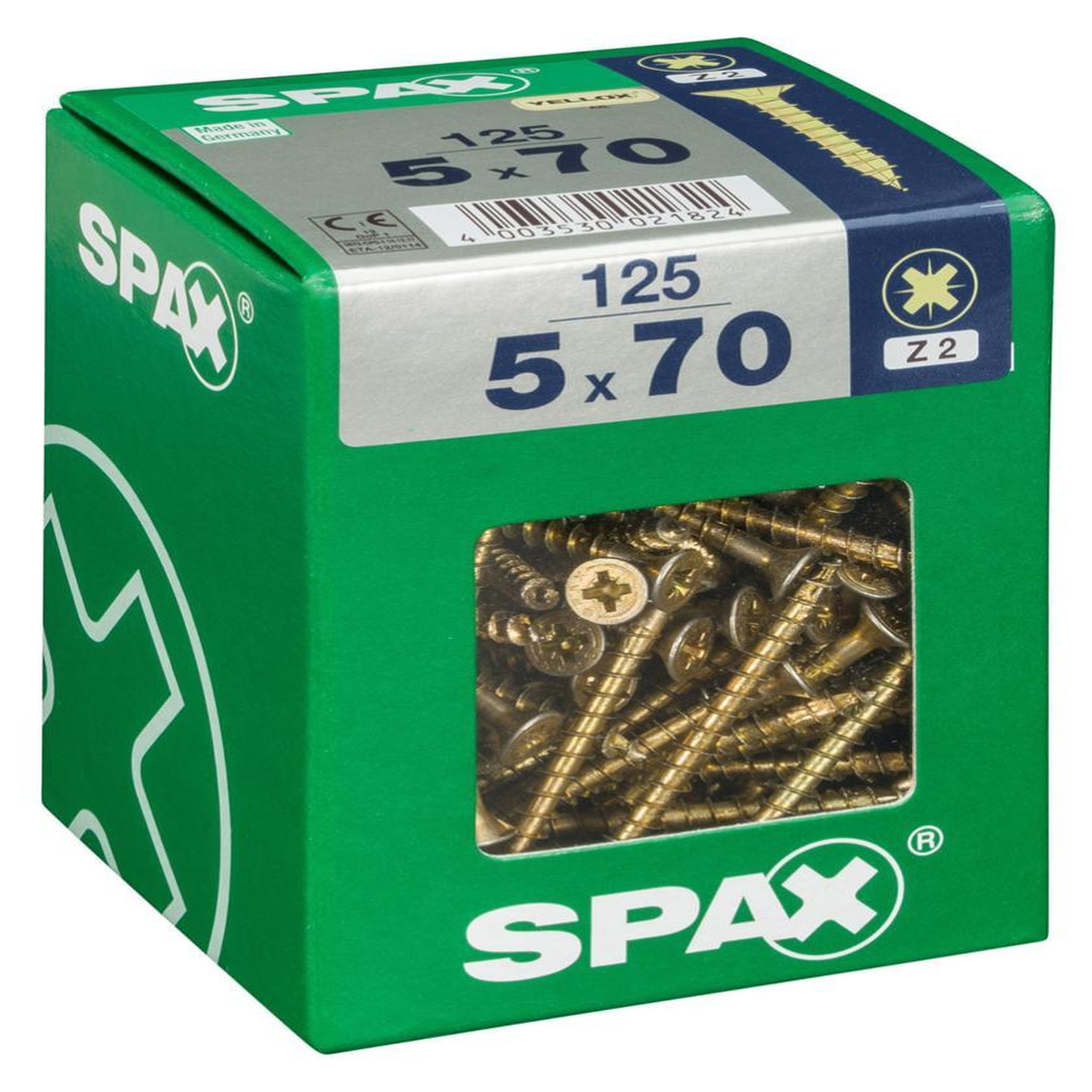 CENTRALE BRICO Lot de 125 vis acier tête fraisée pozidriv SPAX, Diam.5 mm x L.70 mm