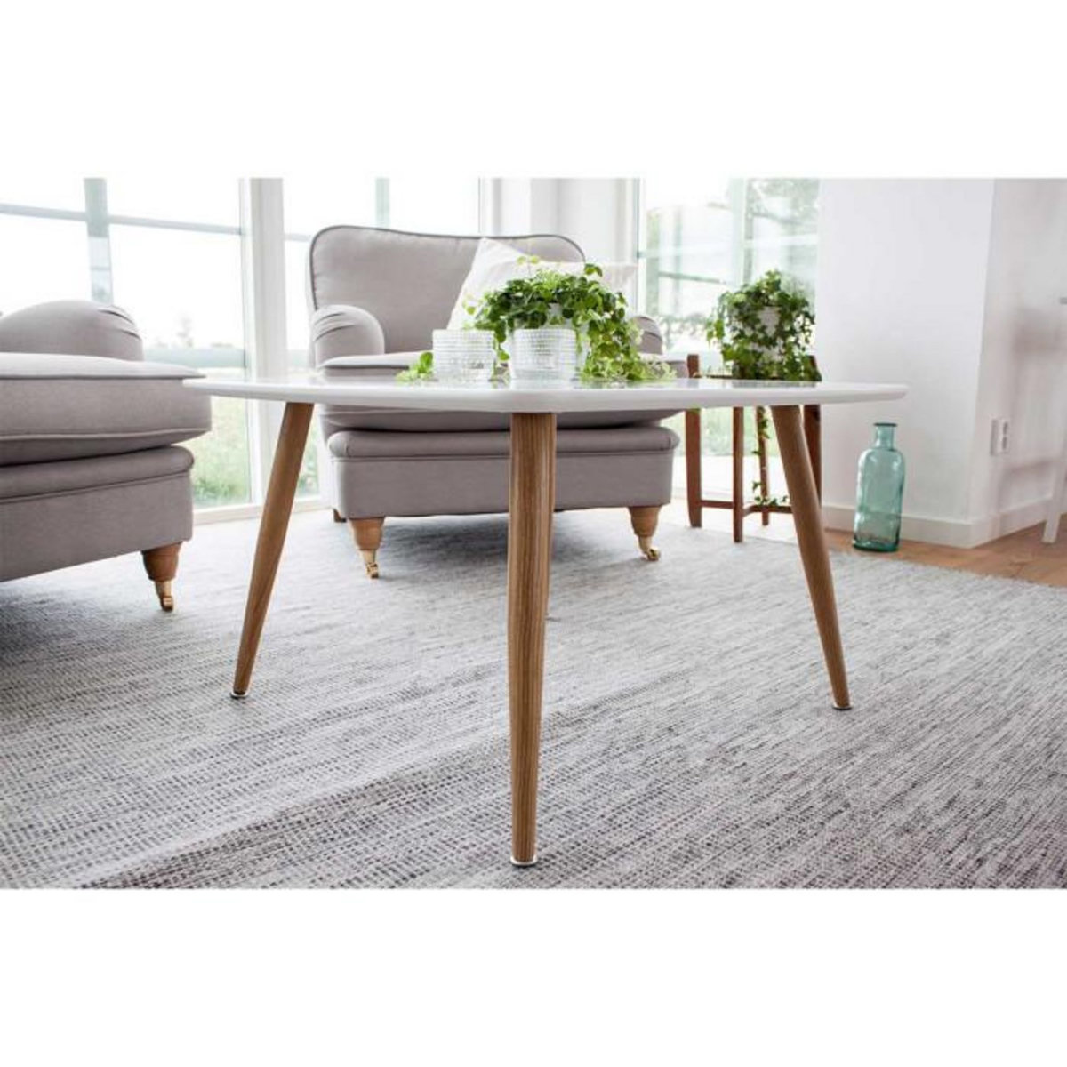 Paris Prix Table Basse Design  Plaza  80cm Blanc & Naturel