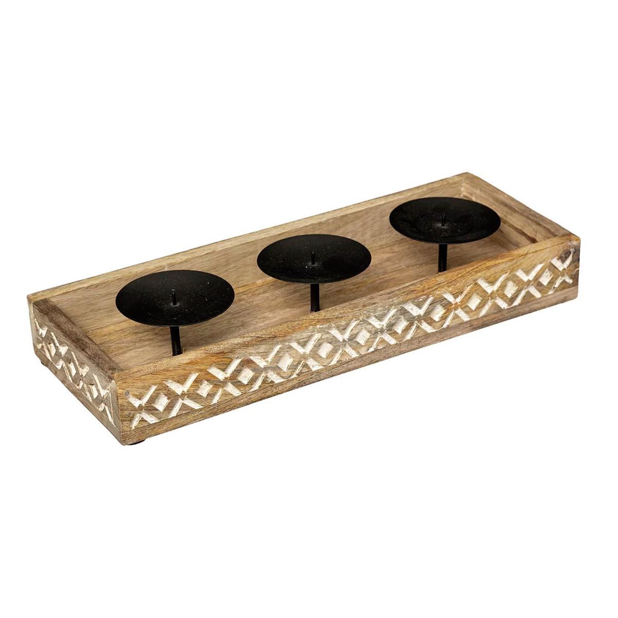 ATMOSPHERA Photophore en Bois  Hacienda  35cm Naturel