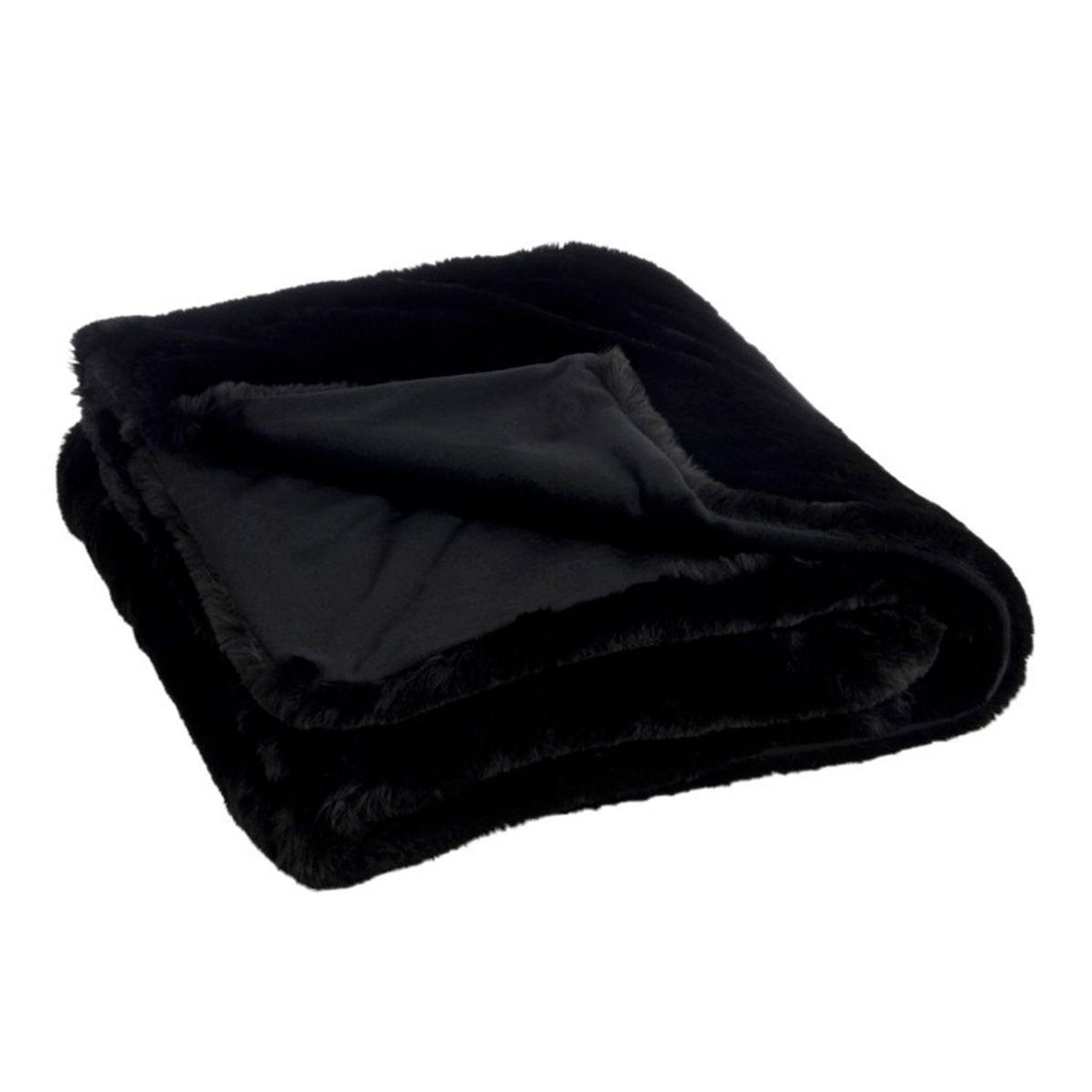 Voir la diapositive 2 : J-LINE Plaid imitation fourrure  cutie  130x180cm noir