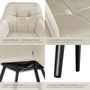 Voir la diapositive 5 : tectake Chaise de salle à manger rembourrée et en velours matelassé crème/noir Lot de 2