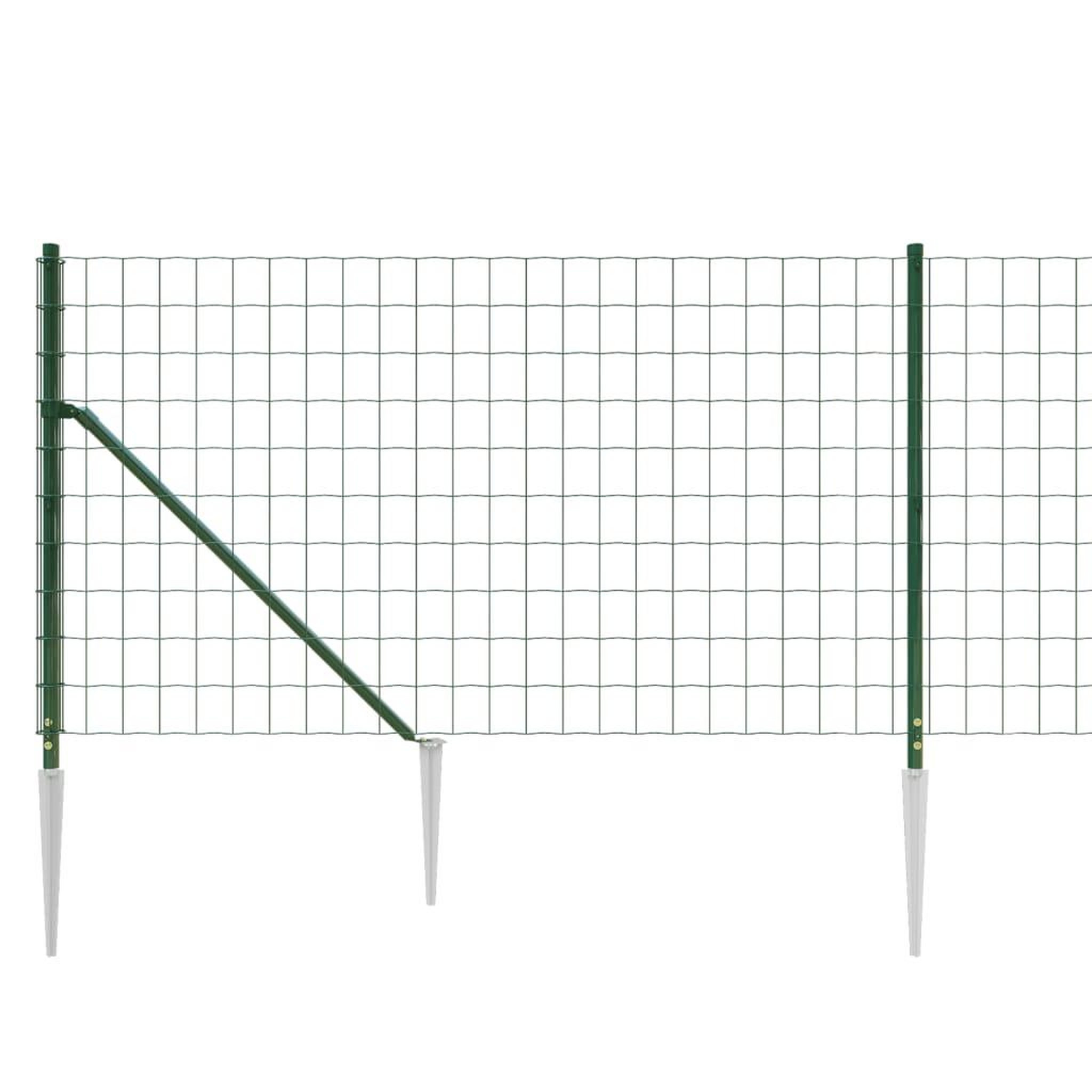 Voir la diapositive 4 : VIDAXL Cloture en treillis metallique et piquet d'ancrage vert 0,8x25m