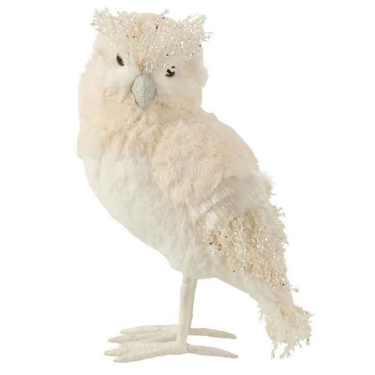 Paris Prix Statuette Déco  Hibou Paillettes  42cm Écru