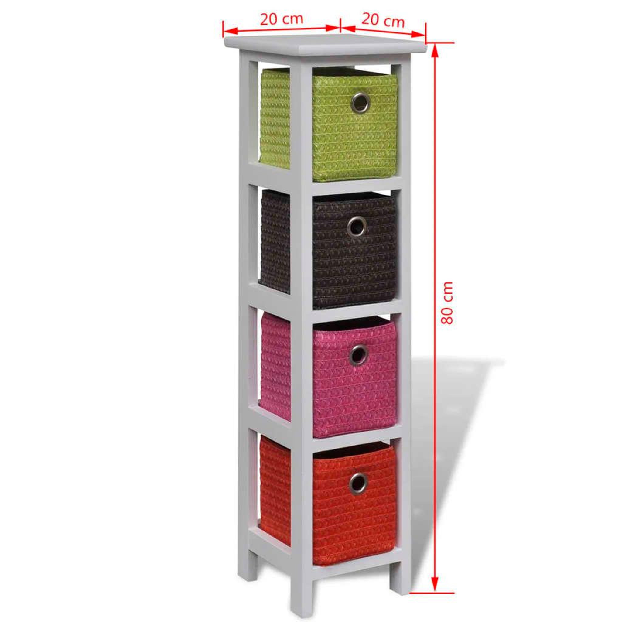 Voir la diapositive 4 : VIDAXL Etagere de rangement et paniers multicolores bois de paulownia