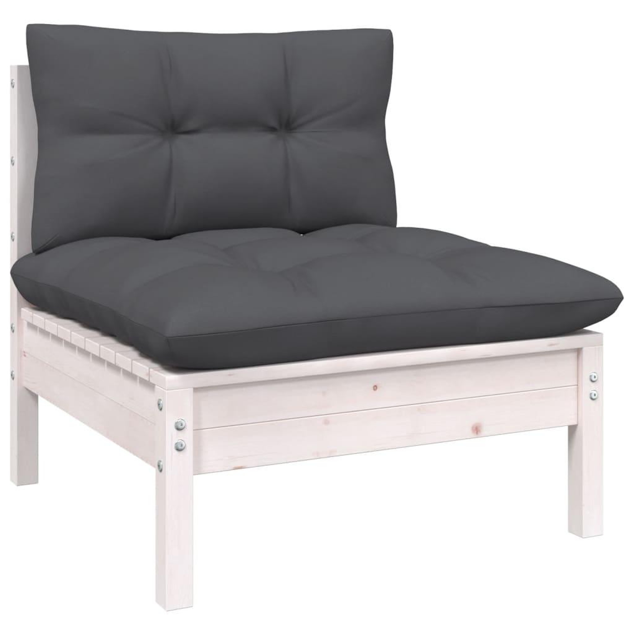 Voir la diapositive 5 : VIDAXL Salon de jardin 6 pcs avec coussins blanc bois de pin