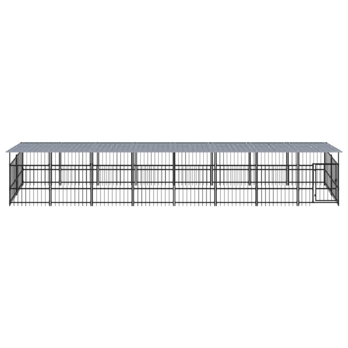 VIDAXL Chenil d'exterieur avec toit pour chiens Acier 15,02 m²