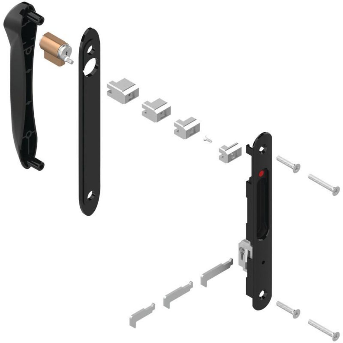 LA CROISEE DS Fermeture encastrée double à crochet SILENE noir RAL9005 LA CROISEE DS DS8299 013