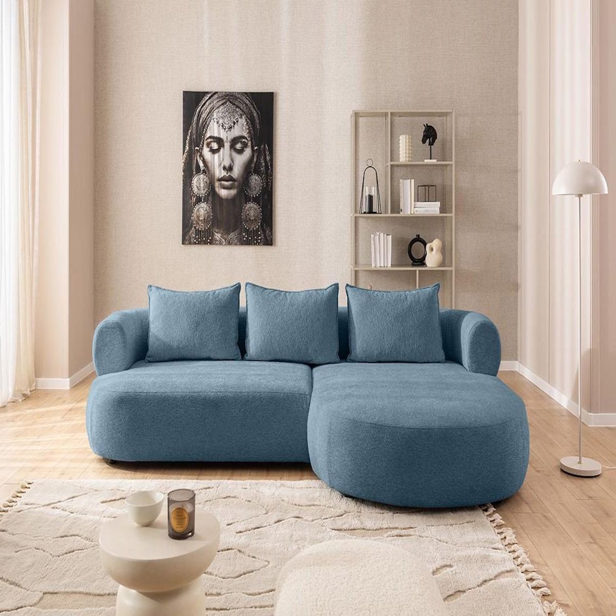 LISA DESIGN Angela - canapé d'angle droit 4 places en velours texturé