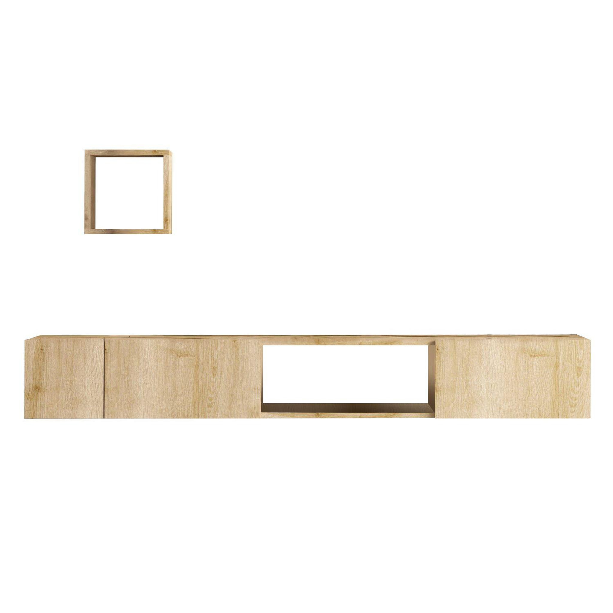 Voir la diapositive 1 : Habitat et Jardin Meuble tv avec étagère murale en bois  avior  - 180 x 32 x 25 cm - beige