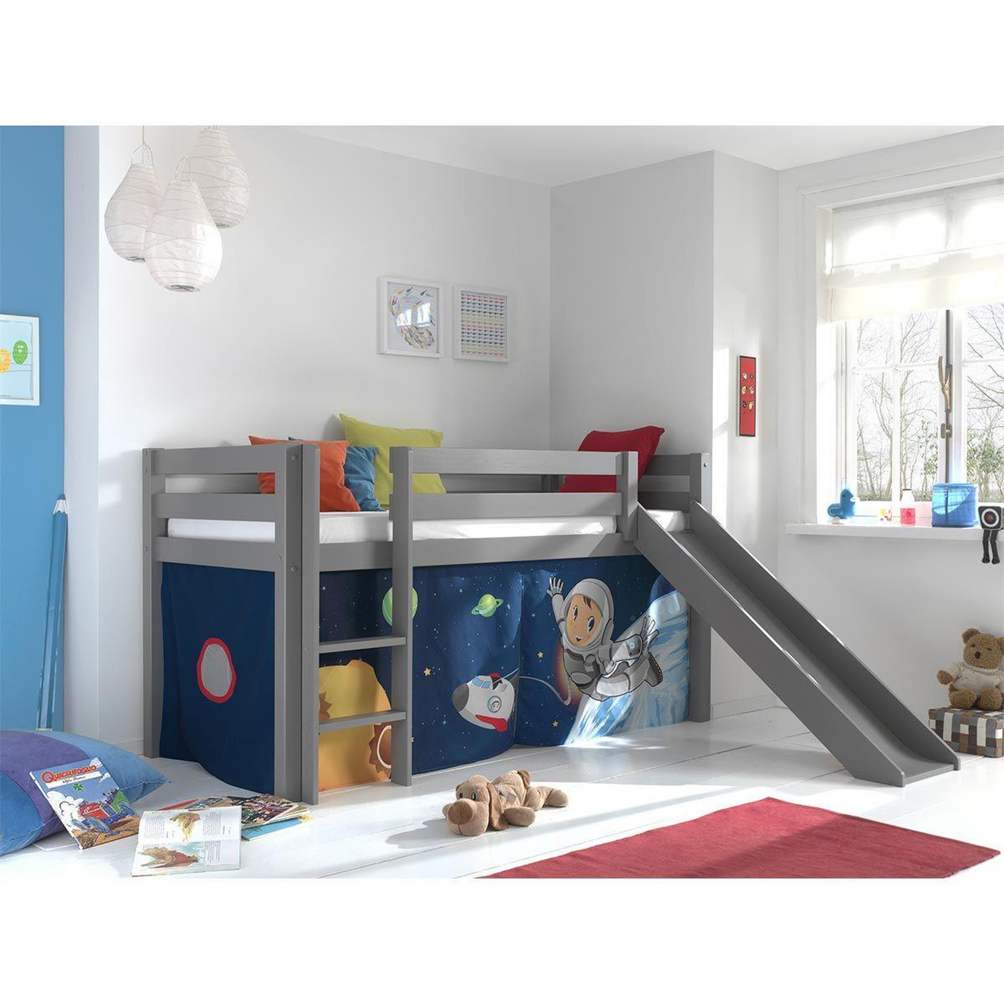 Voir la diapositive 2 : Paris Prix Pack - lit enfant toboggan & tente  pino astronaute  gris