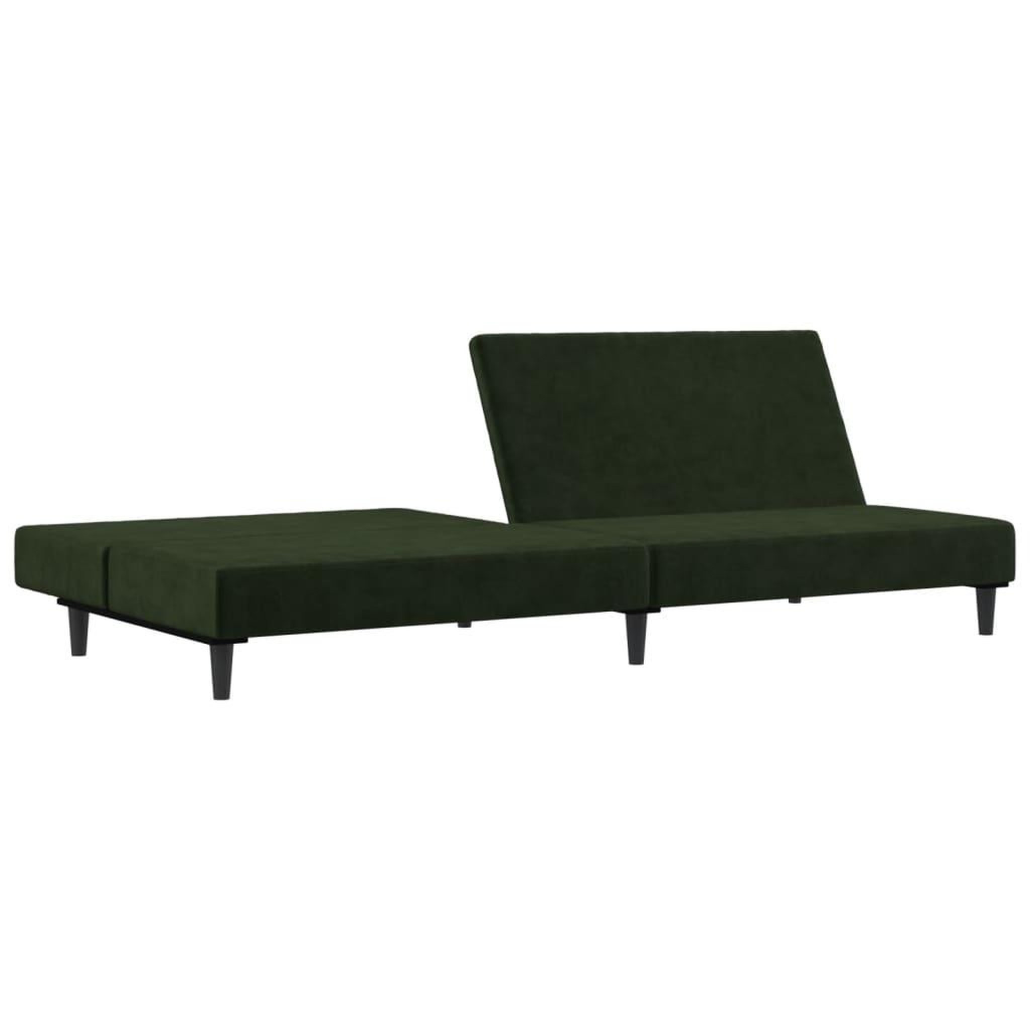 Voir la diapositive 4 : VIDAXL Canape-lit a 2 places vert fonce velours