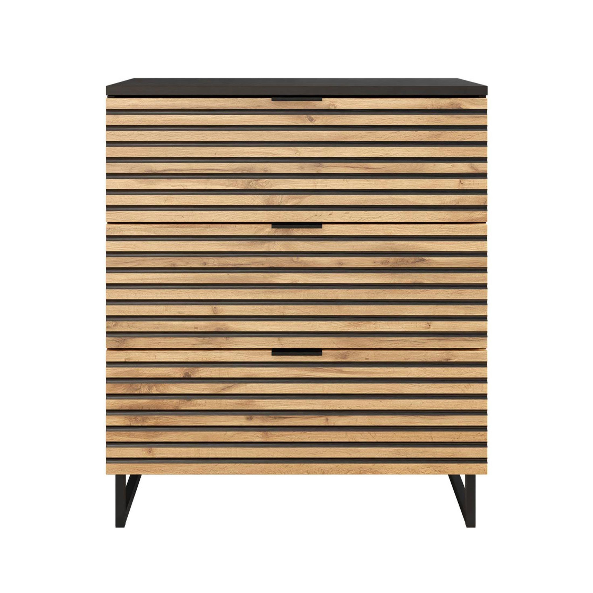 Voir la diapositive 4 : BEST MOBILIER Olympie - commode - effet bois et noir - 80 cm