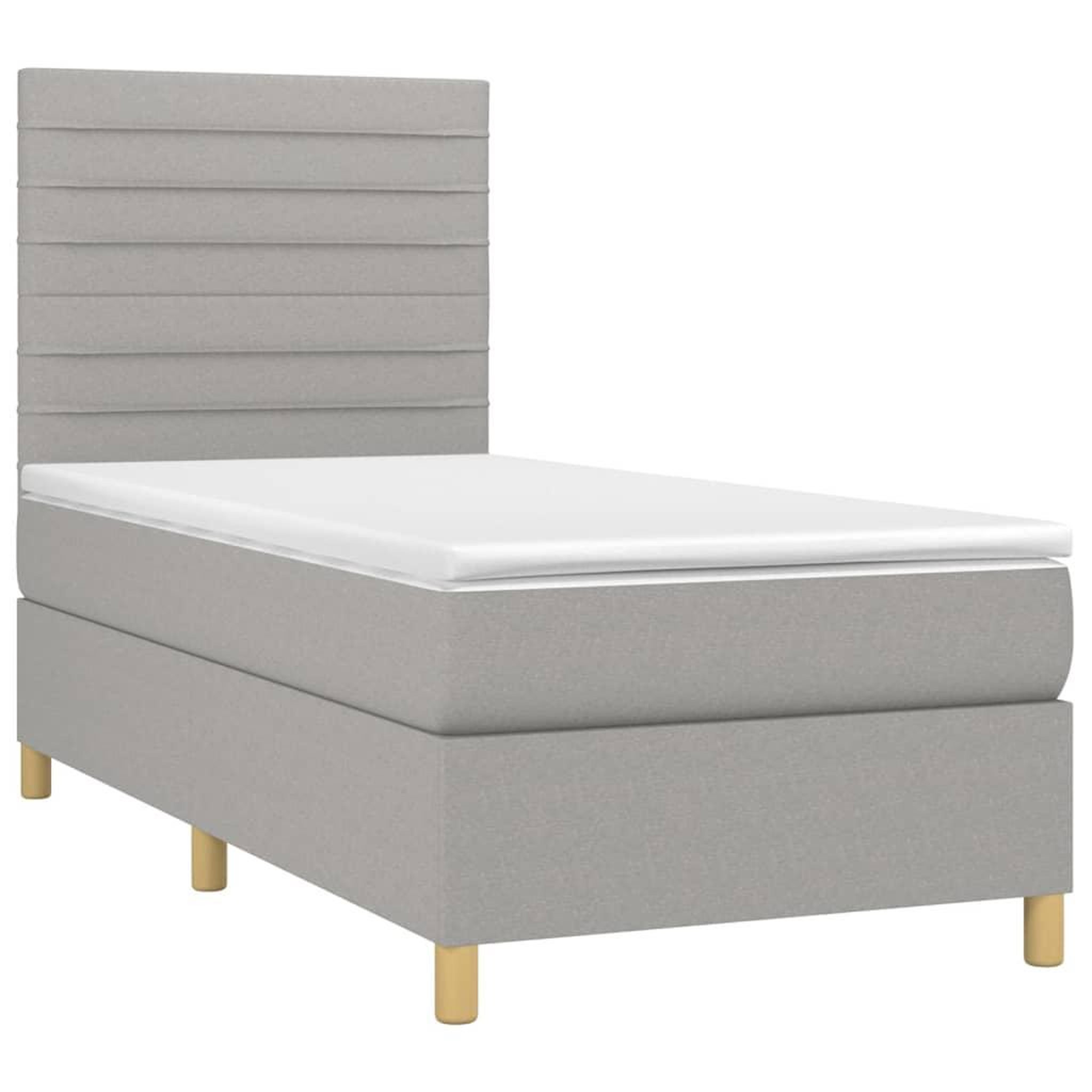 Voir la diapositive 3 : VIDAXL Sommier a lattes de lit avec matelas Gris clair 80x200 cm Tissu