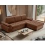 Voir la diapositive 1 : BEST MOBILIER Bianca - canapé d'angle droit 4 places convertible avec coffre en tissu texturé