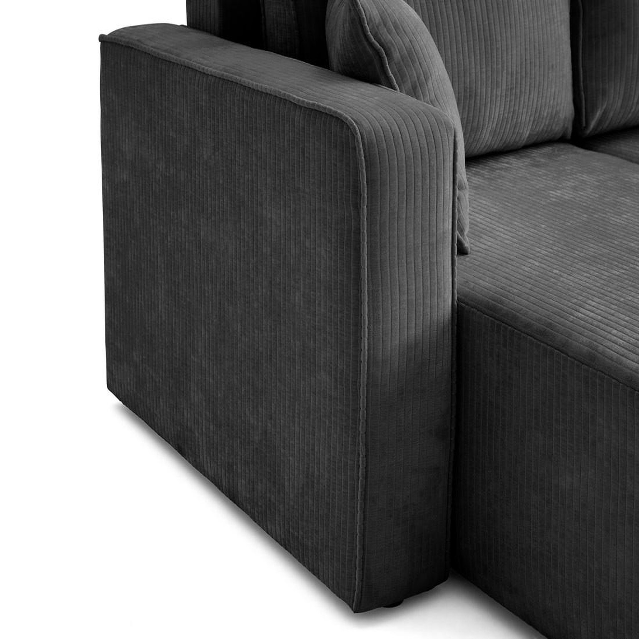 Voir la diapositive 6 : BEST MOBILIER Topaze - canapé panoramique en u - 7 places - convertible avec coffre - en velours côtelé plat