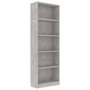 Voir la diapositive 2 : VIDAXL Bibliotheque a 5 niveaux Gris beton 60x24x175cm Bois ingenierie