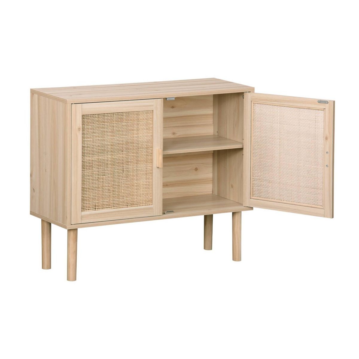 SWEEEK Buffet en décor bois et cannage - Camargue - 2 portes. buffet bas. 80x30x68cm