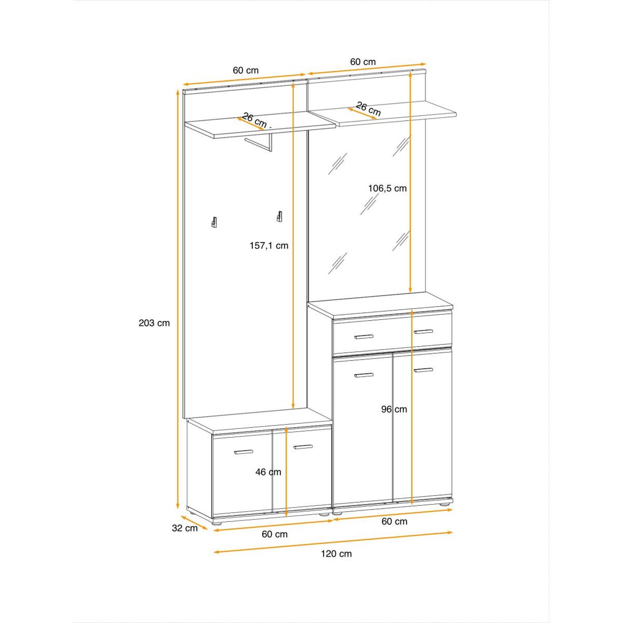 Voir la diapositive 6 : Paris Prix Ensemble vestiaire 4p  armario ii  203cm chêne
