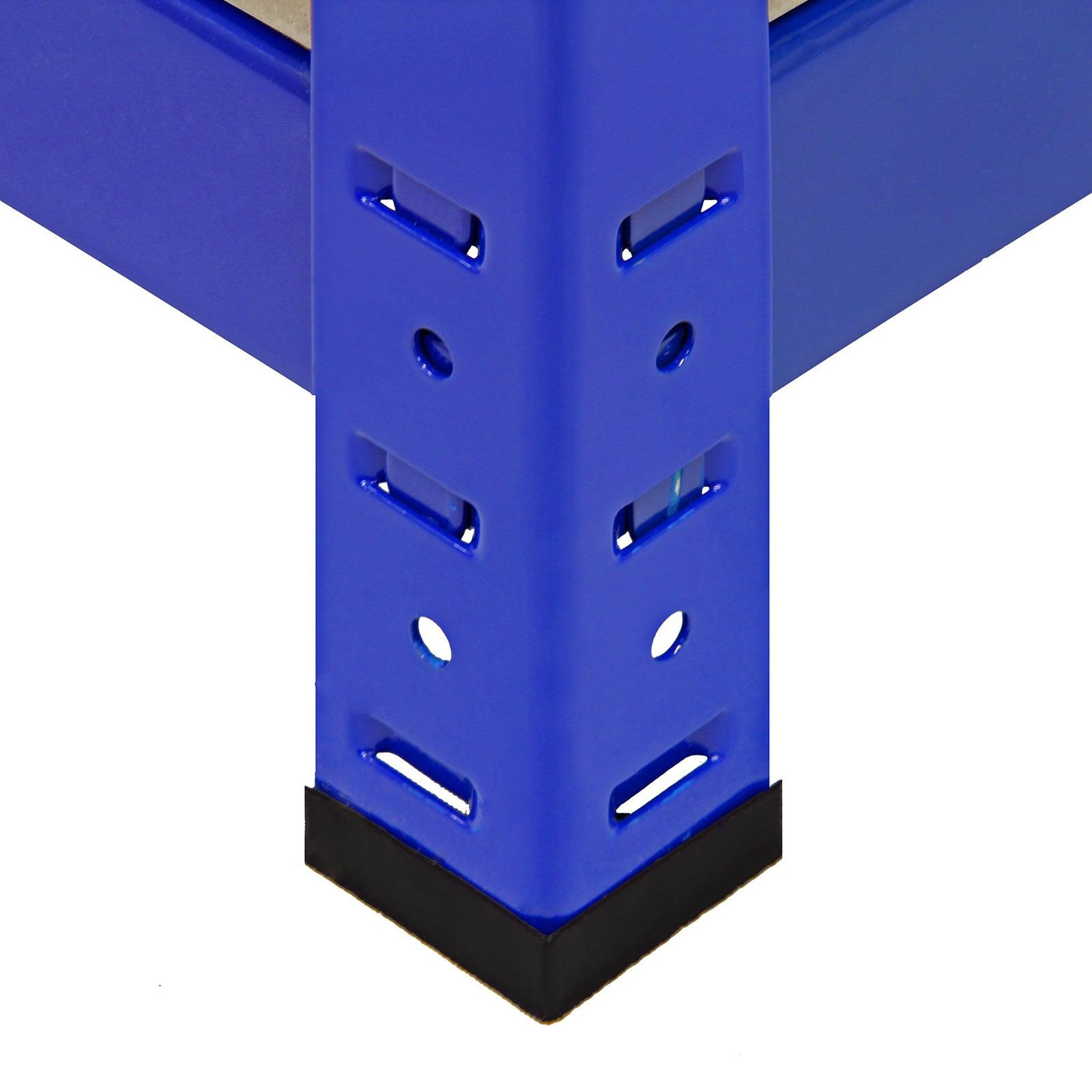 Voir la diapositive 3 : MONSTER RACKING Lot de 4 rayonnages t-rax en acier bleu 90cm x 45cm x 180cm, maillet & connecteurs de baies