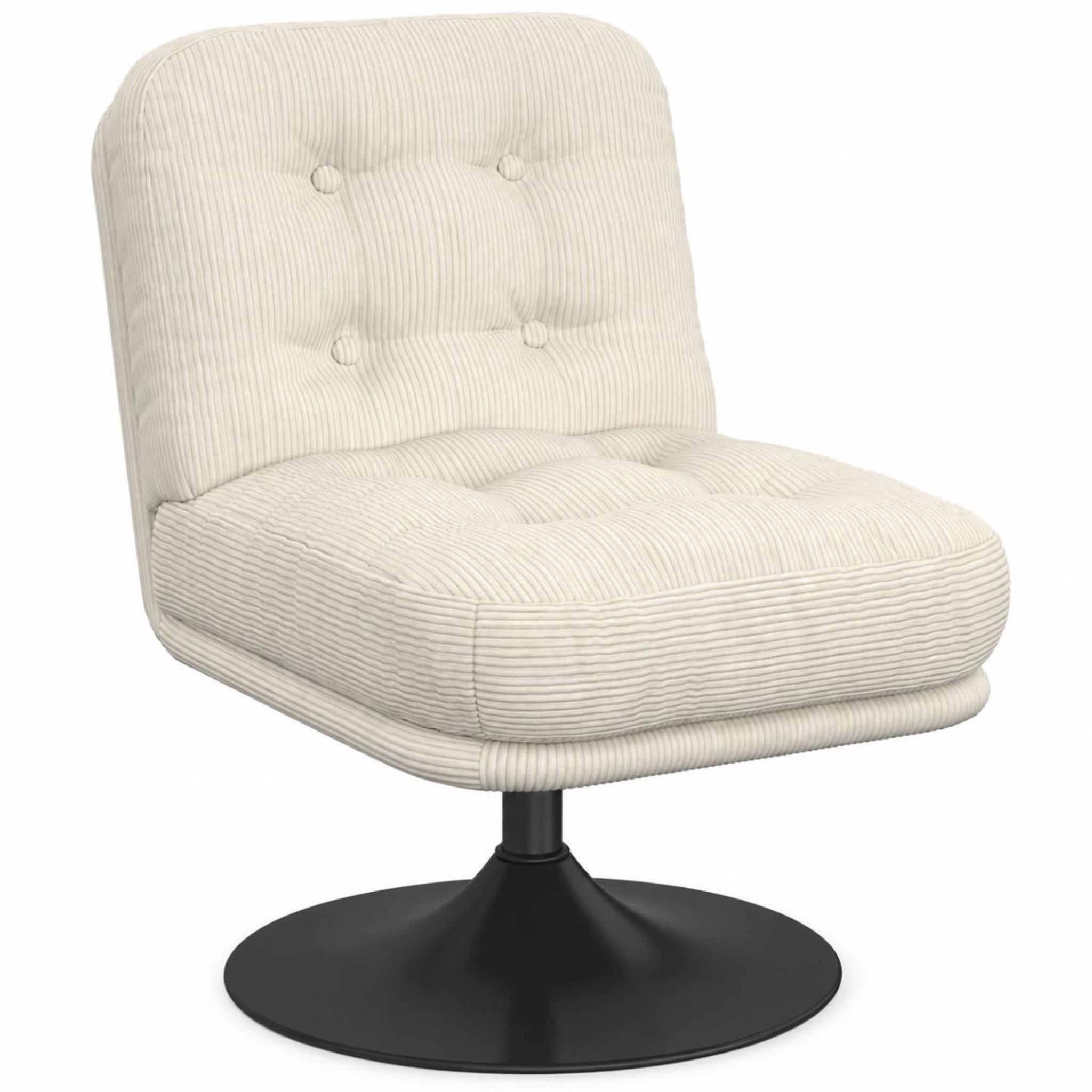 ID MARKET Fauteuil pivotant ALFRED en velours côtelé beige pied tulipe métal noir