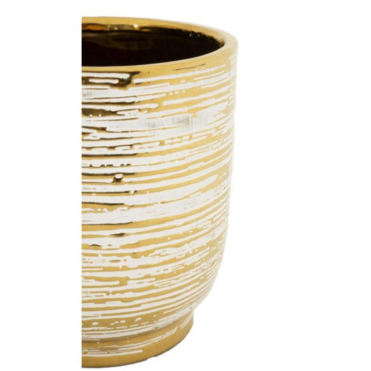 Paris Prix Lot de 2 Vases en Céramique  Melody  24cm Or & Blanc