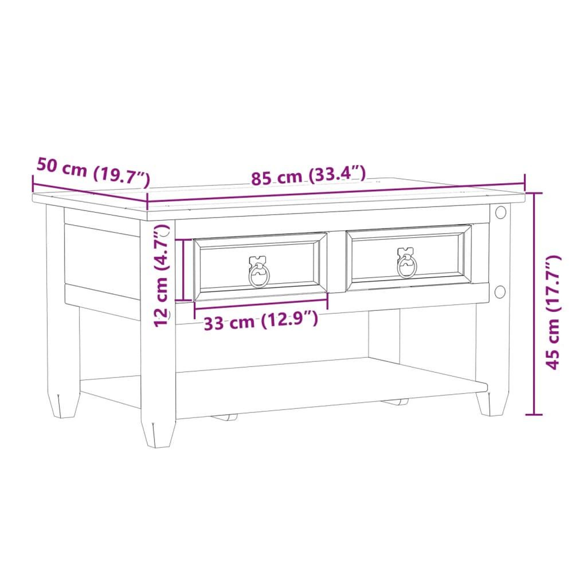 Voir la diapositive 6 : VIDAXL Table basse avec tiroirs  85x50x45 cm bois de pin massif