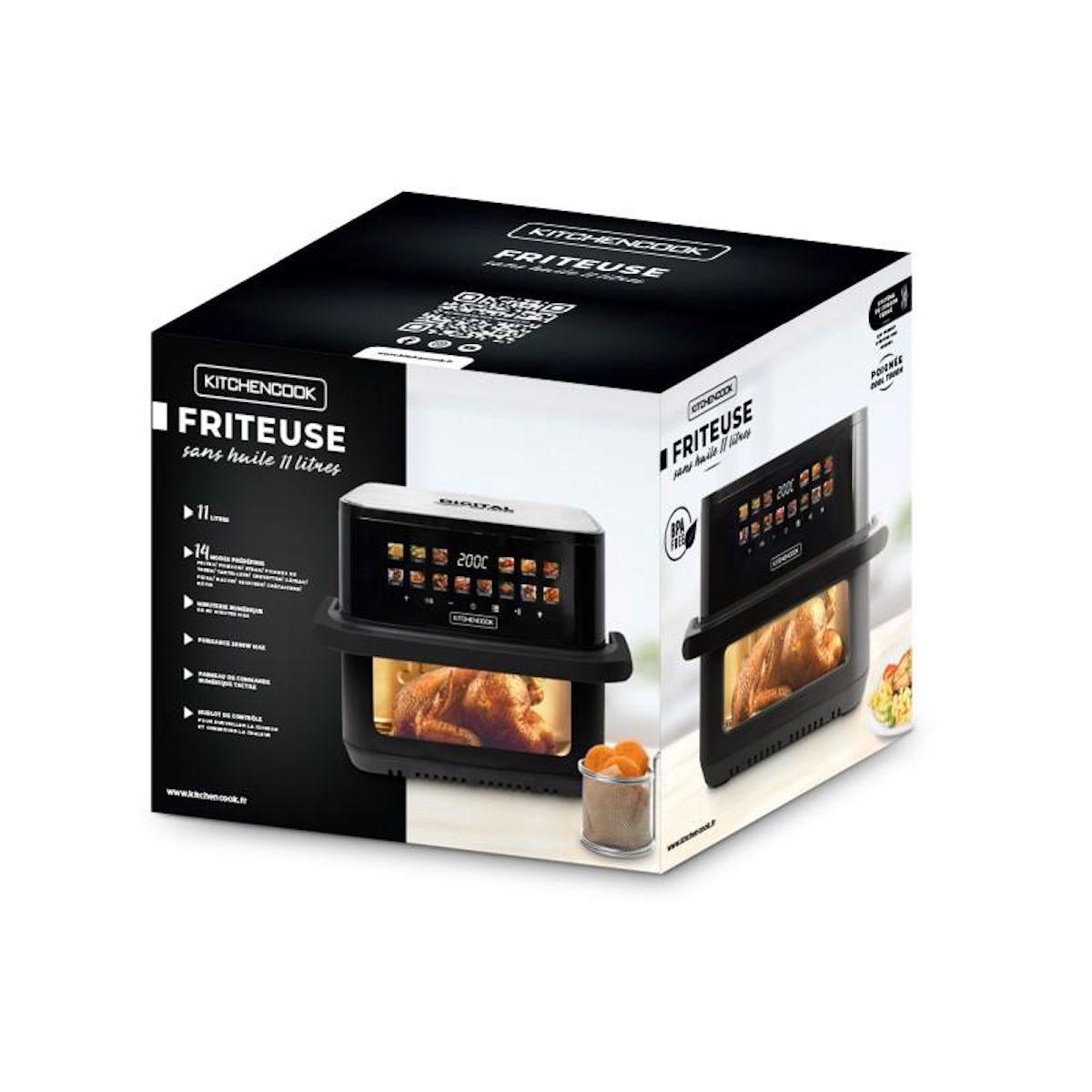 KITCHENCOOK Friteuse à Air 11l Avec Fenêtre Airmed 11w Kitchencook