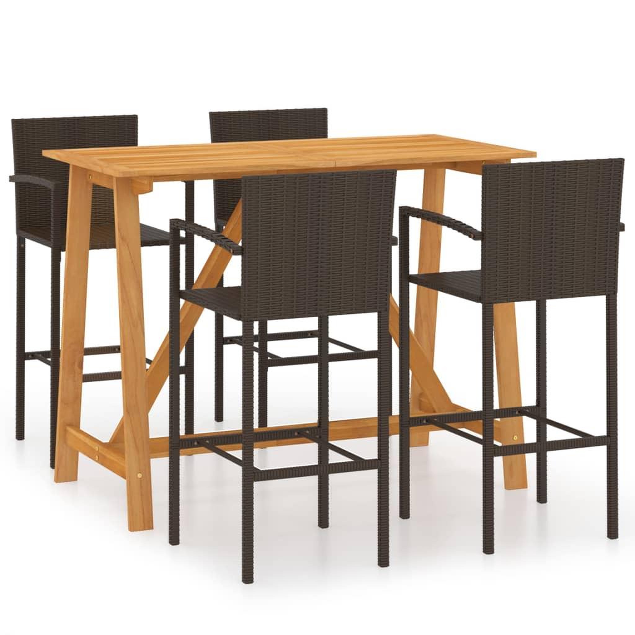 Voir la diapositive 2 : VIDAXL Ensemble de bar de jardin 5 pcs Marron