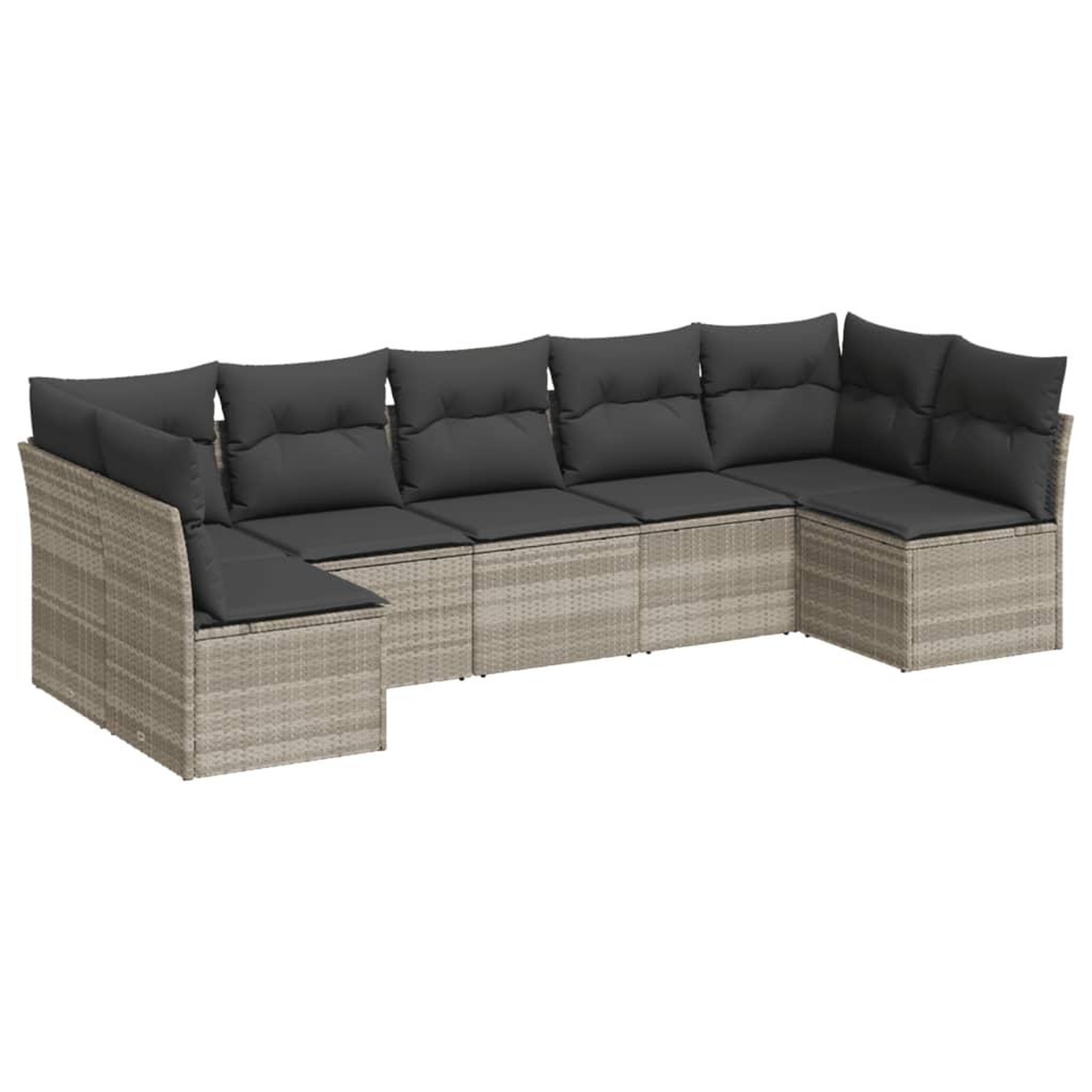 Voir la diapositive 2 : VIDAXL Salon de jardin avec coussins 7 pcs gris clair resine tressee