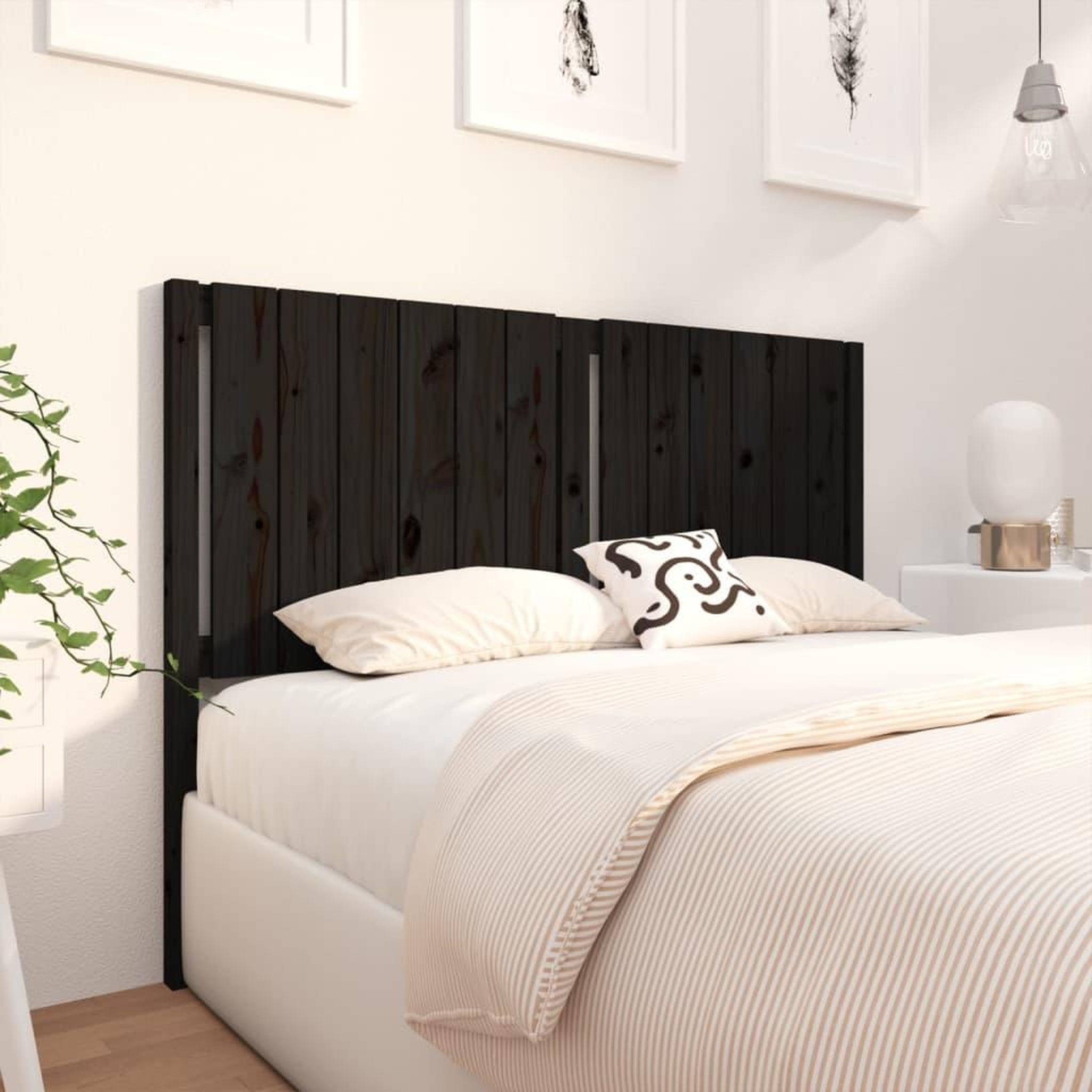 Voir la diapositive 3 : VIDAXL Tete de lit Noir 145,5x4x100 cm Bois massif de pin