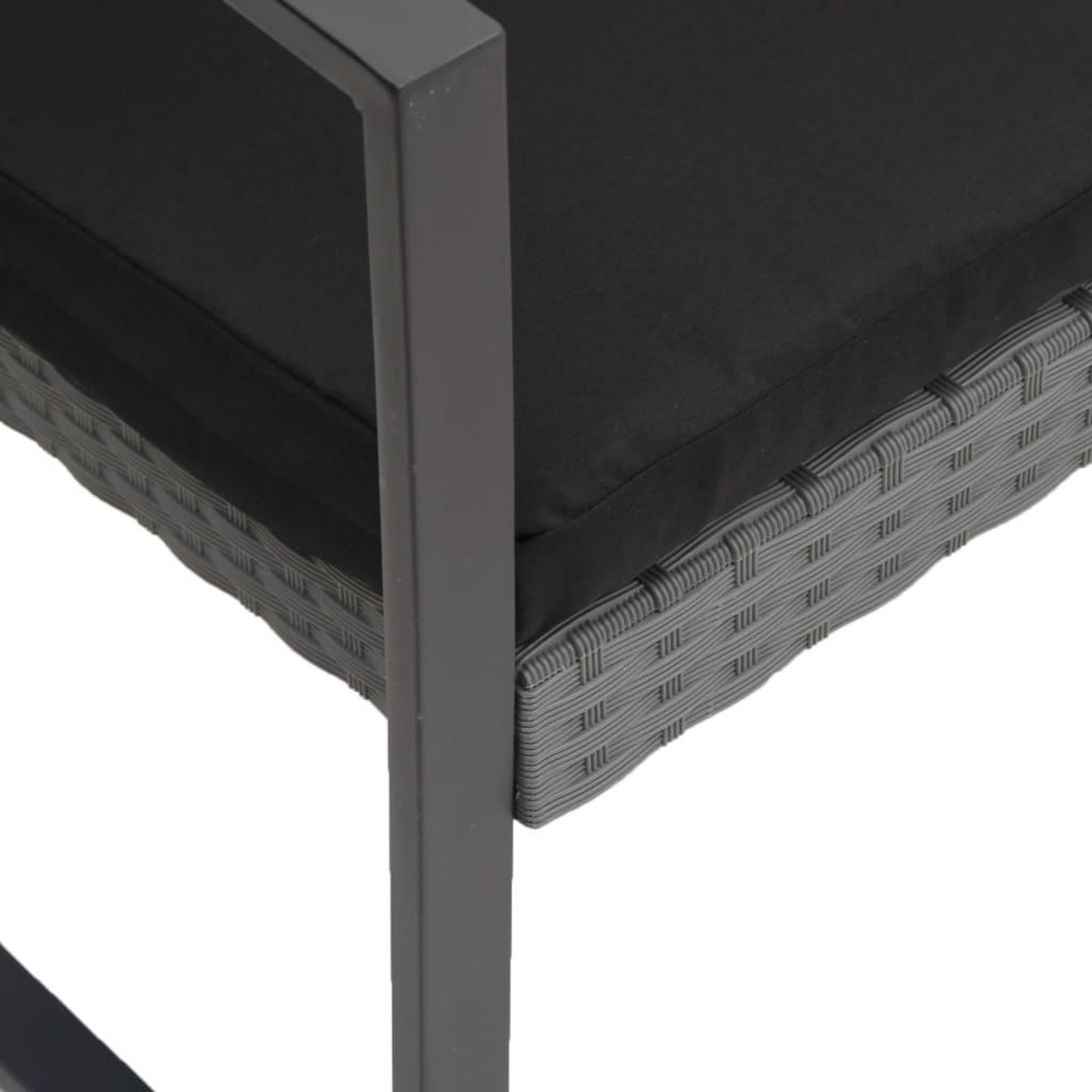 Voir la diapositive 5 : VIDAXL Banc de jardin a 2 places et coussins gris fonce PP rotin