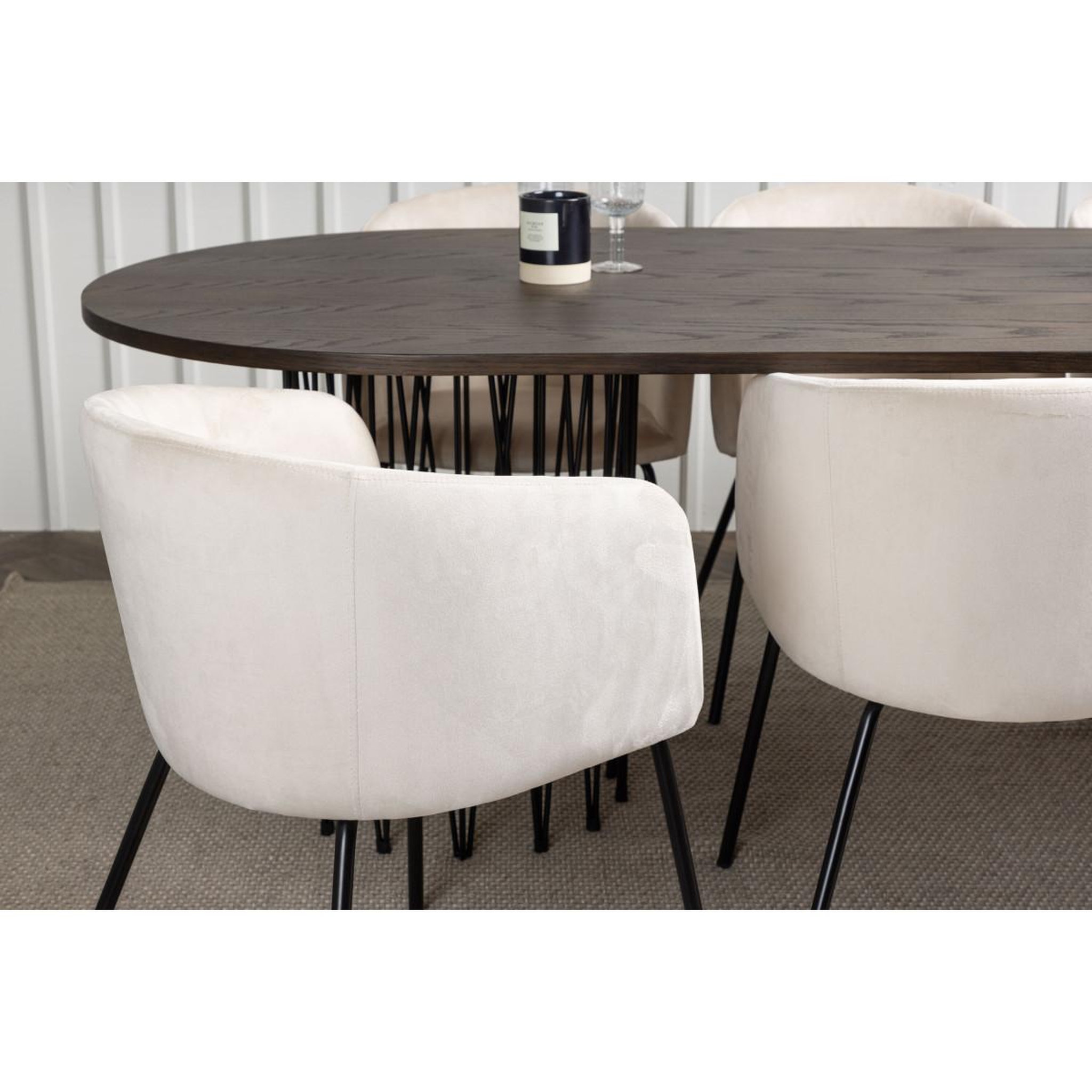 Voir la diapositive 6 : Paris Prix Ensemble table à manger & 6 chaises  stone & berit  220cm beige & moka