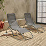Voir la diapositive 1 : SWEEEK Lot de 2 bains de soleil pliants - Levito Gris Anthracite - Transats textilène 2 positions. chaises longues