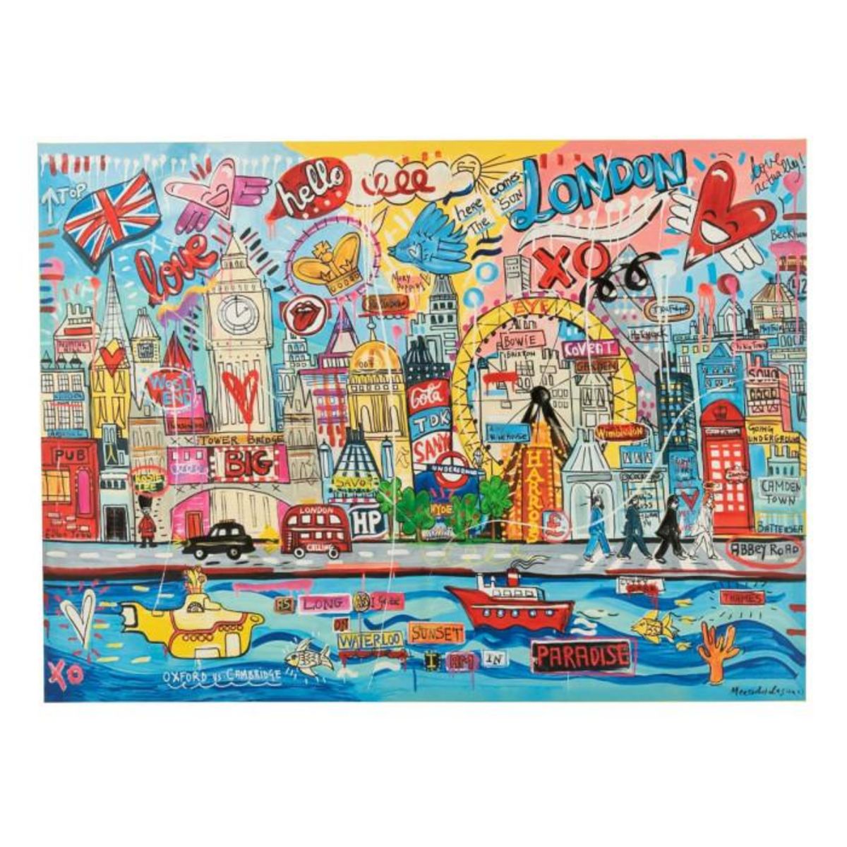 Paris Prix Toile Déco Londres  Popart  110x150cm Multicolore