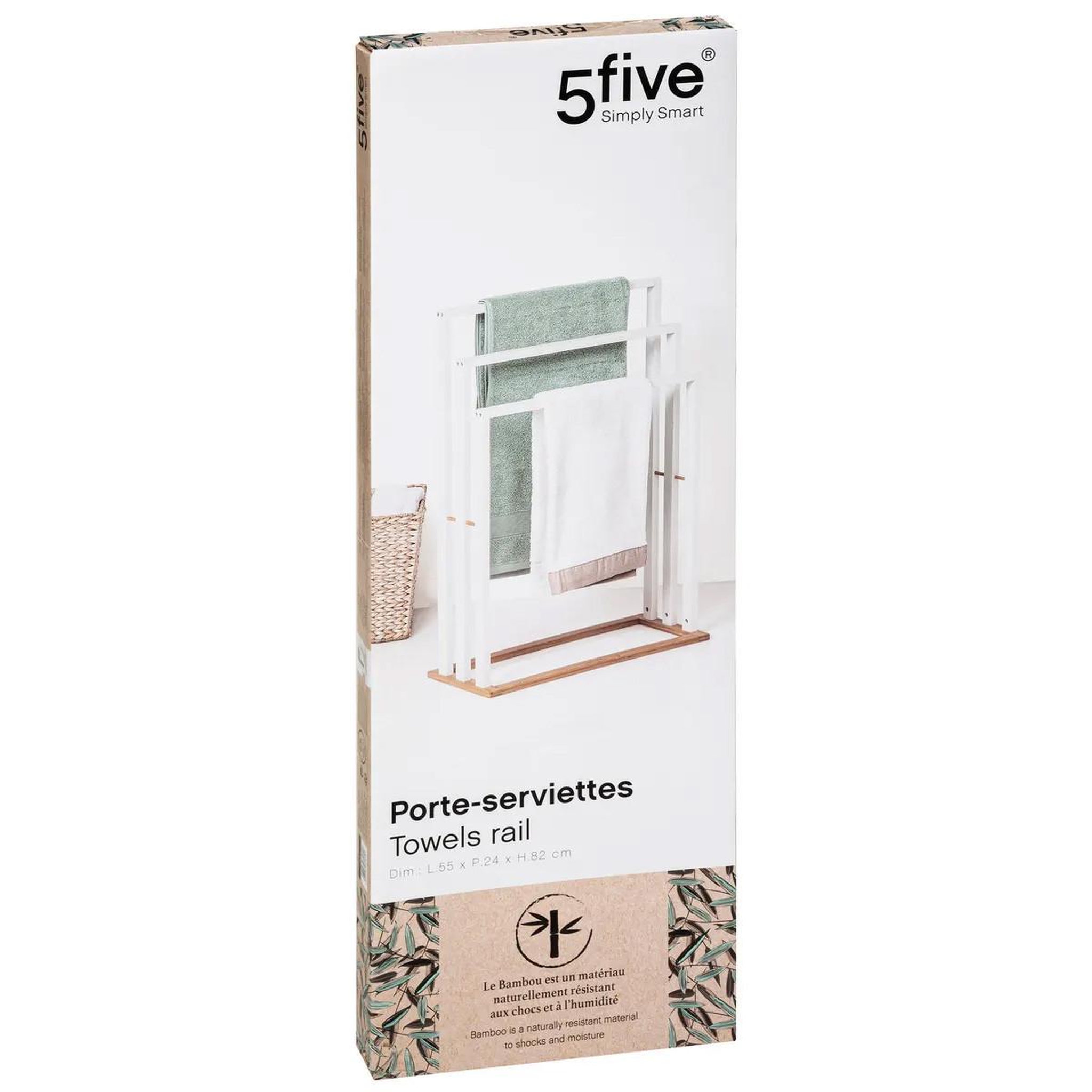 Voir la diapositive 5 : FIVE Porte-serviettes bois  bambou  blanc