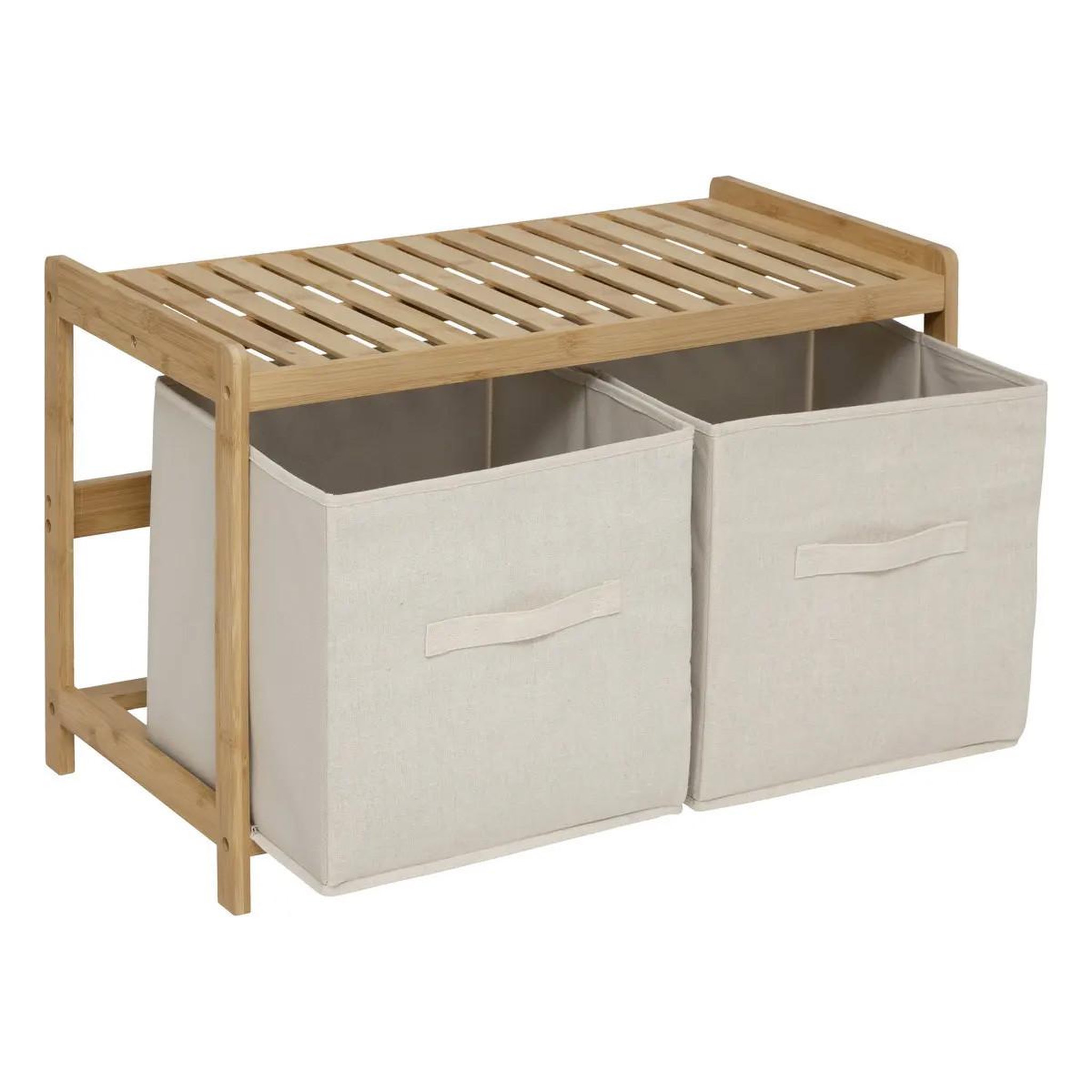 Voir la diapositive 2 : FIVE Banc 2 paniers de rangements en bambou  tidy  66cm naturel