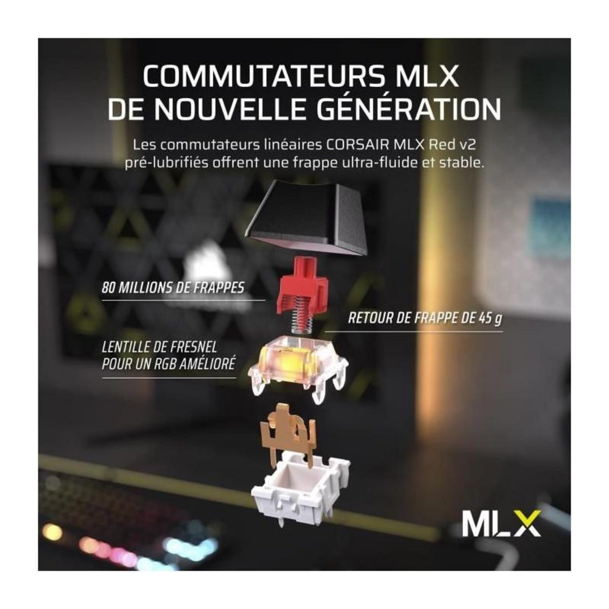 Corsair Clavier Gaming - CORSAIR - K70 Core TKL - RGB - Switchs MLX Red v2 - Filaire