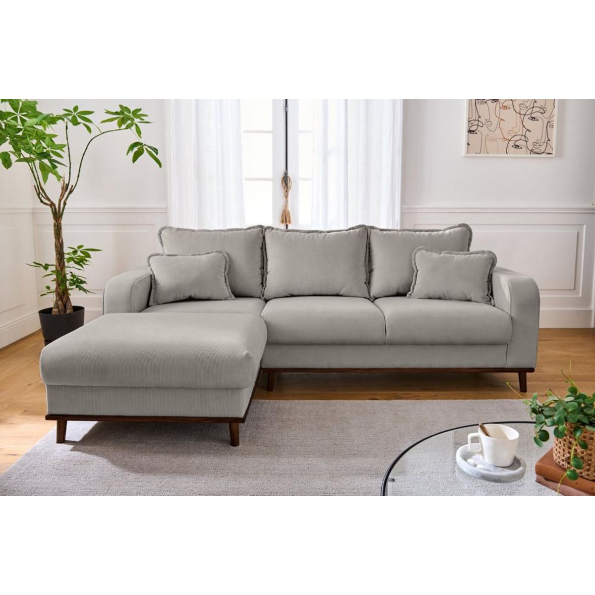 LISA DESIGN Albane - canapé d'angle gauche - 4 places - en velours côtelé