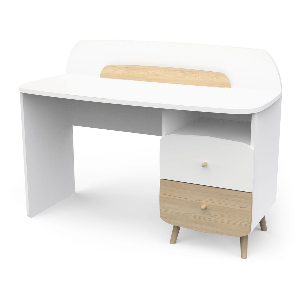 Bureau enfant 2 tiroirs 1 niche L98cm blanc LINIA