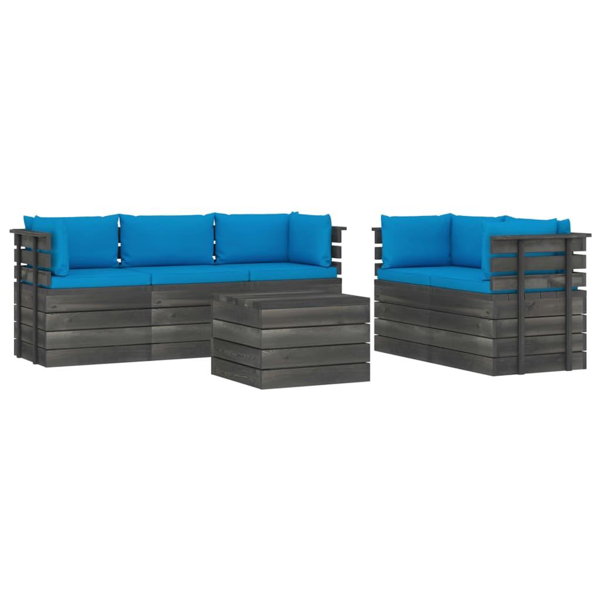 Voir la diapositive 2 : VIDAXL Salon palette de jardin 6 pcs avec coussins Bois de pin massif