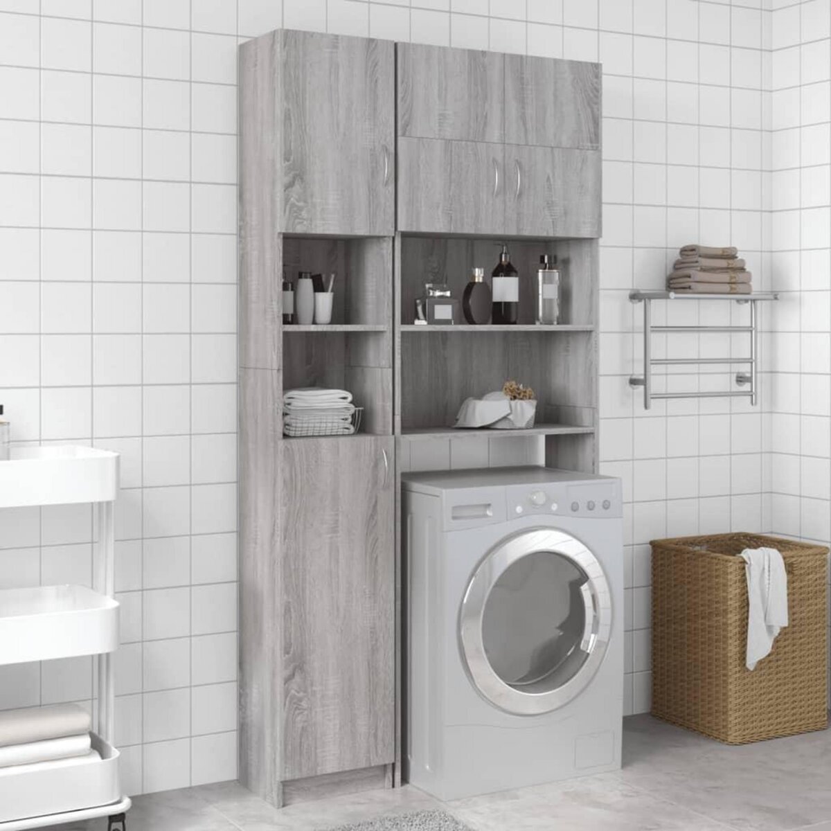 VIDAXL Armoire de bain Sonoma gris 32x25,5x190 cm Bois d'ingenierie