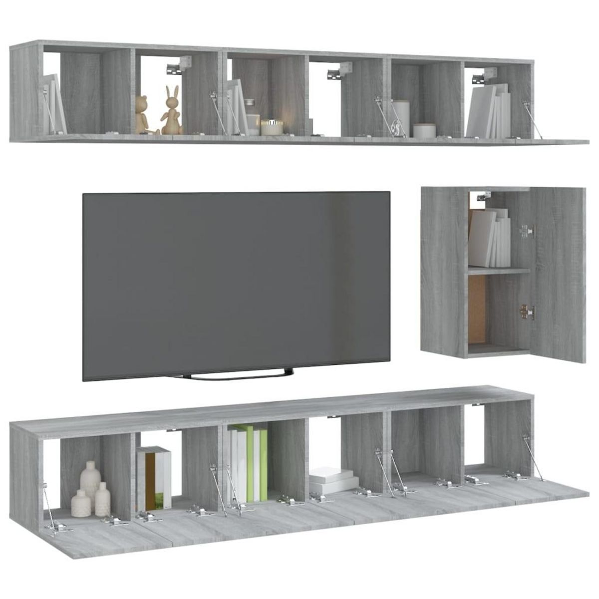 VIDAXL Ensemble de meubles TV 7 pcs Sonoma gris Bois d'ingenierie