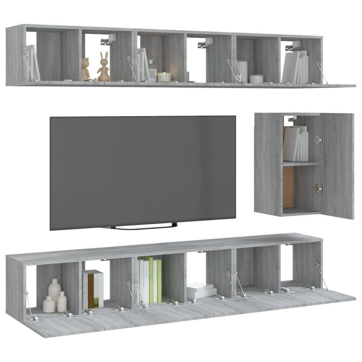 VIDAXL Ensemble de meubles TV 7 pcs Sonoma gris Bois d'ingenierie