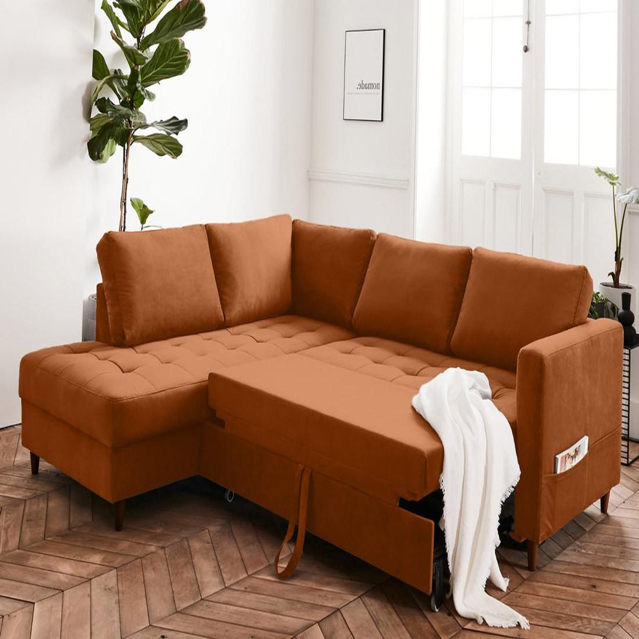 Voir la diapositive 3 : LISA DESIGN Anna - canapé d'angle gauche - 5 places - convertible - en velours