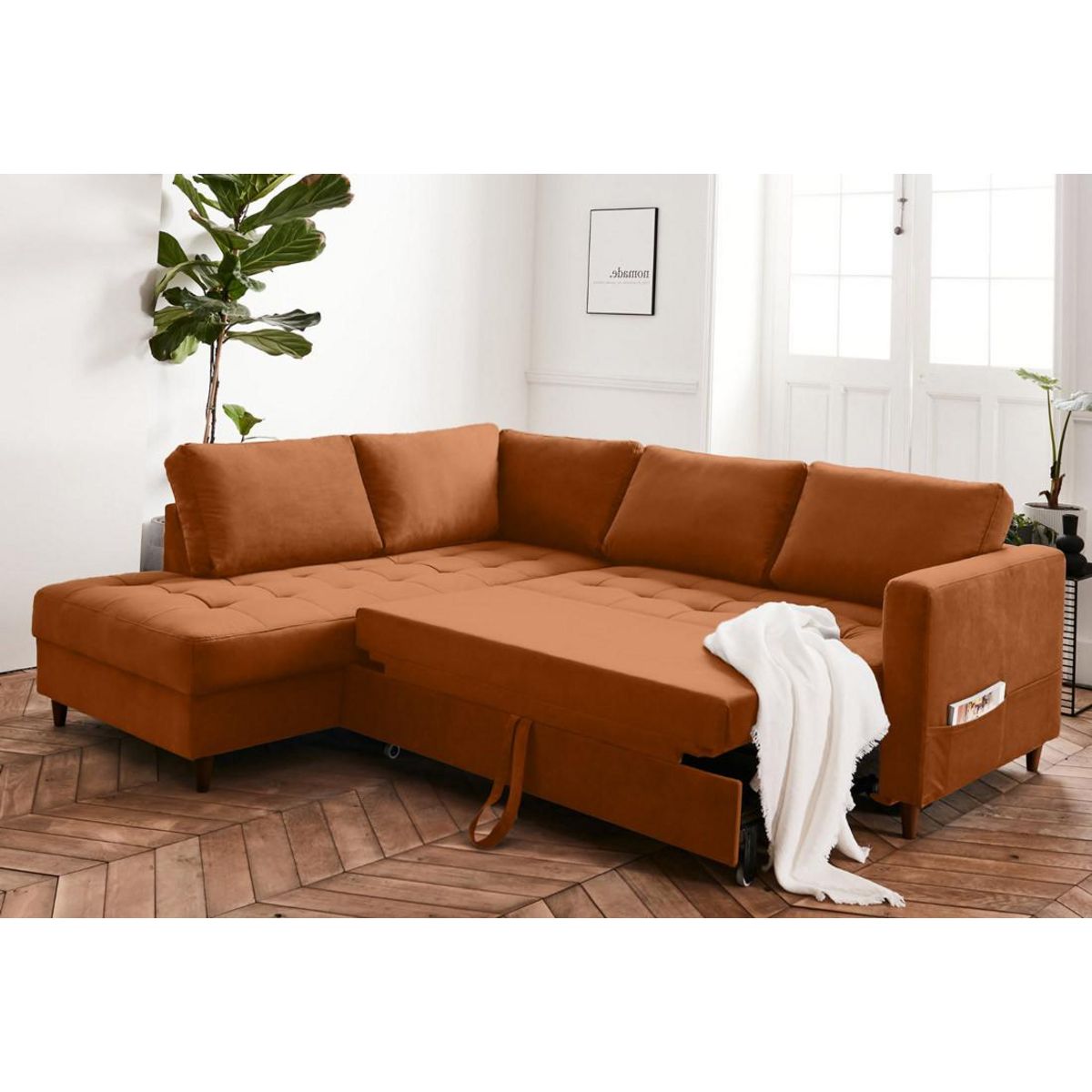 LISA DESIGN Anna - canapé d'angle gauche - 5 places - convertible - en velours