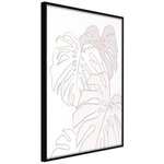 Paris Prix Affiche Murale Encadrée  Beige Leaves. Coloris disponibles : Noir, Jaune