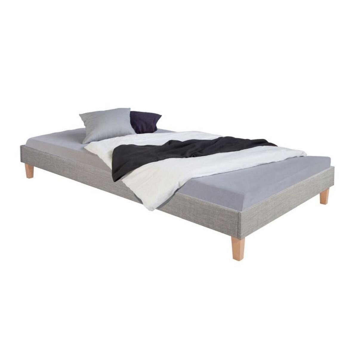 HomeStyle4U Lit capitonné avec matelas sommier 90x200