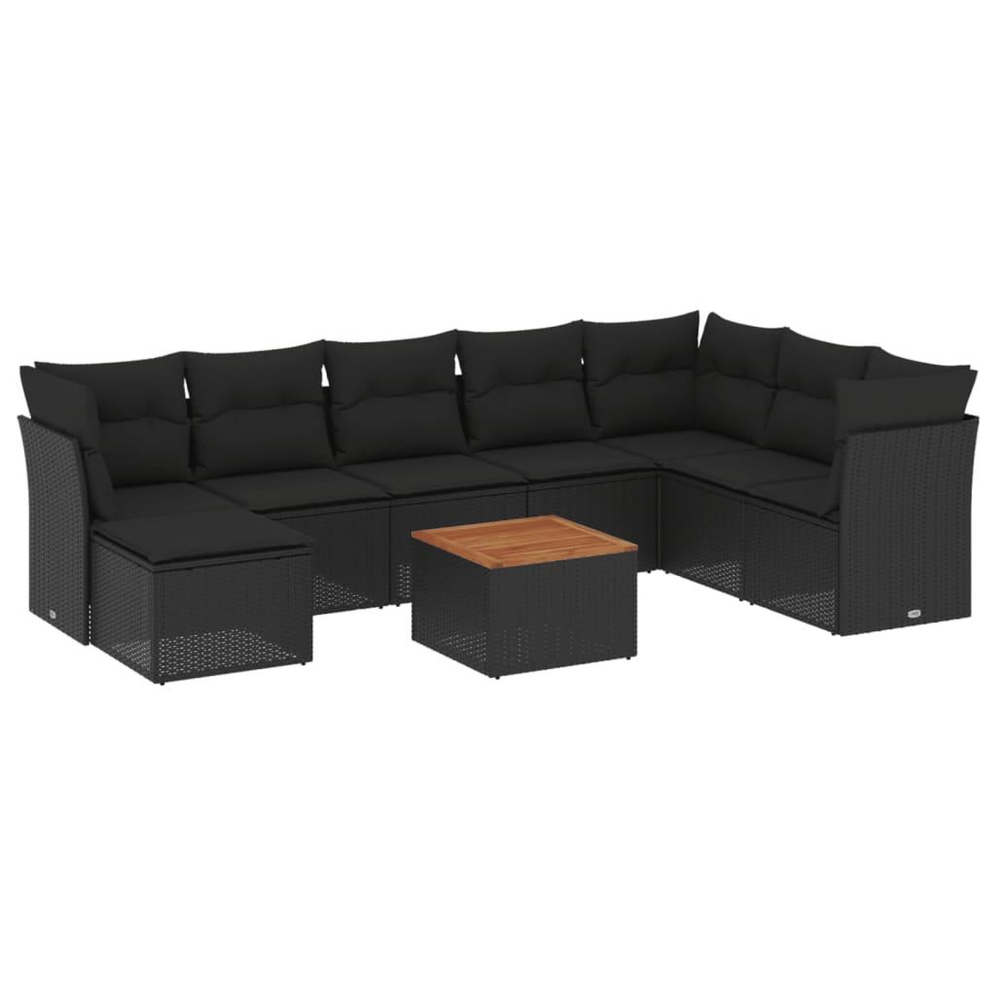 Voir la diapositive 2 : VIDAXL Salon de jardin 9 pcs avec coussins noir resine tressee